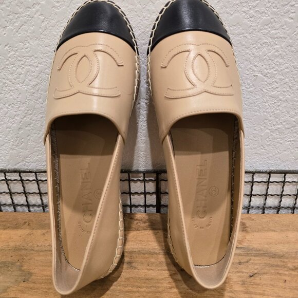 Chanel Leather Espadrilles Sz 38 (US-7.5) - Picture 1 of 4